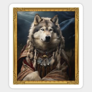 Resolute Alaskan Malamute - Medieval Inuit Elder (Framed) Sticker